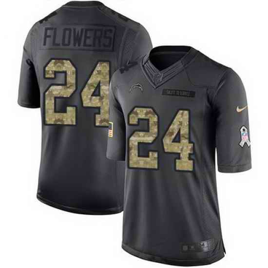 Nike Chargers #24 Brandon Flowers Black Mens Stitched NFL Limited 2016 Salute to Service Jersey
